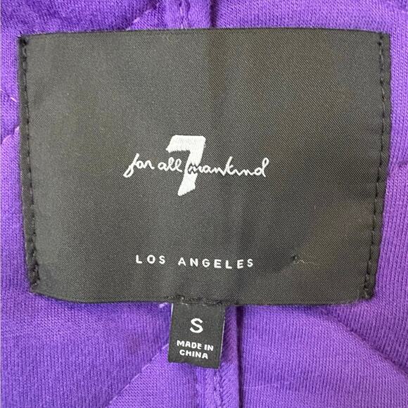 7 For All Mankind Purple Velour Quilted Bomber Jacket Small - Picture 3 of 3